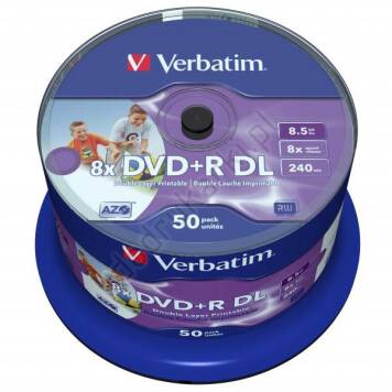 Verbatim DVD+R 8.5GB 8x Double Layer Wide Inkjet Printable spindle 50 szt. - 43703