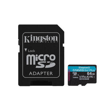 Kingston Canvas Go Plus 64GB 170/70 MB/s UHS-I A2 V30 C10 U3 + adapter SD