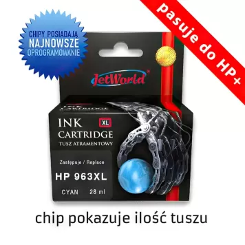 Zamiennik HP 963XL 3JA27AE tusz cyan marki JetWorld do HP Plus