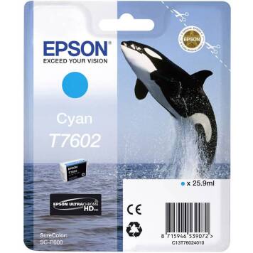 Epson T7602 tusz cyan C13T76024010 oryginalny