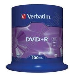 Verbatim DVD+R 4.7GB 16x Matt Silver Cake 100 szt. - 43551