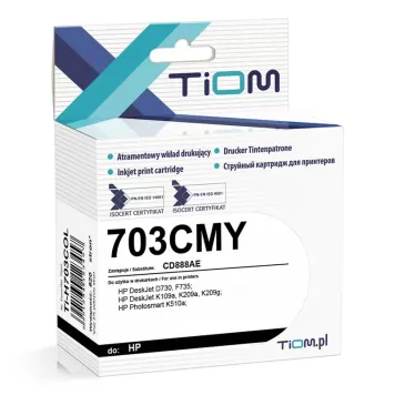 Zamiennik HP 703 CD888AE tusz 3-kolorowy marki TiOM