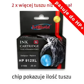 Zamiennik HP 912XL 3YL81AE tusz cyan marki JetWorld do HP Plus